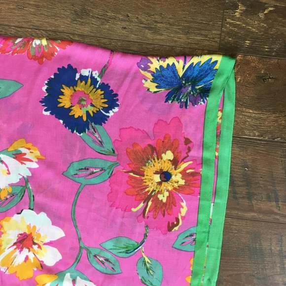 Kate Spade Pink, Green Floral Thin Blanket Scarf - Picture 6 of 7